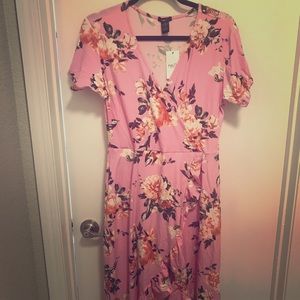 Ruffled pink floral dress